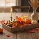 Őszi dekoráció - tök, bogyó, falevél - 24 cm - 2 db / csomag