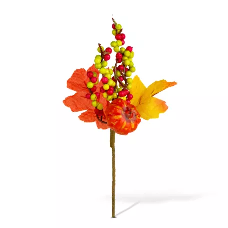 Őszi dekoráció - tök, bogyó, falevél - 24 cm - 2 db / csomag