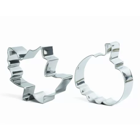 Sütikiszúró szett - levél és tök - fém - 8 cm - 2 db / szett