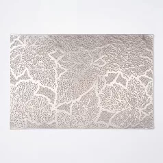 Tányéralátét - levélmintás - PVC - 45 x 30 cm - ezüst