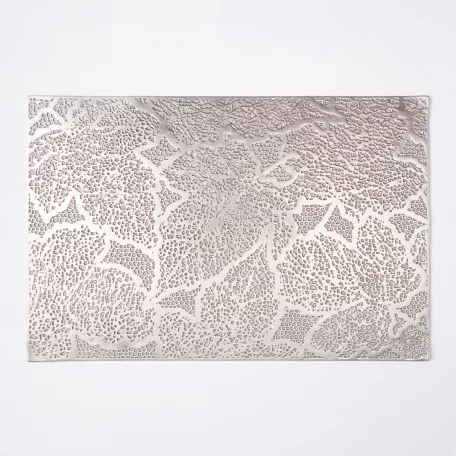 Tányéralátét - levélmintás - PVC - 45 x 30 cm - ezüst