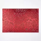 Tányéralátét - levélmintás - PVC - 45 x 30 cm - piros