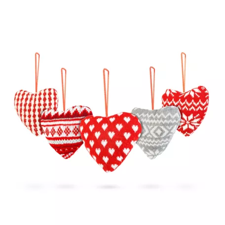 Mini textil dekoráció párna - szív - akasztóval - 12 x 5 x 11 cm - 5 féle