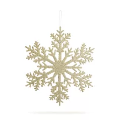   Karácsonyi dekoráció - jégkristály - glitteres arany - akasztható - 31 cm