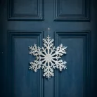 Karácsonyi dekoráció - jégkristály - glitteres ezüst - akasztható - 31 cm