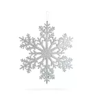Karácsonyi dekoráció - jégkristály - glitteres ezüst - akasztható - 31 cm