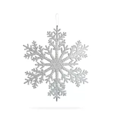   Karácsonyi dekoráció - jégkristály - glitteres ezüst - akasztható - 31 cm