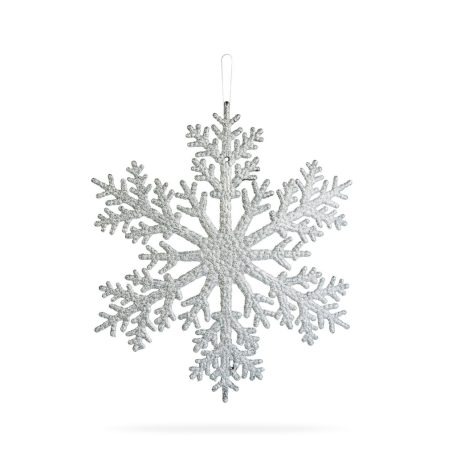 Karácsonyi dekoráció - jégkristály - glitteres ezüst - akasztható - 31 cm