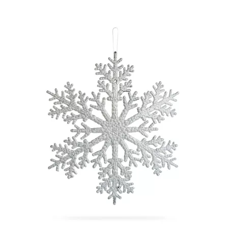 Karácsonyi dekoráció - jégkristály - glitteres ezüst - akasztható - 31 cm