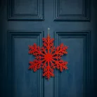 Karácsonyi dekoráció - jégkristály - glitteres piros - akasztható - 31 cm