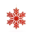 Karácsonyi dekoráció - jégkristály - glitteres piros - akasztható - 31 cm