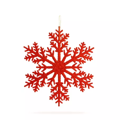 Karácsonyi dekoráció - jégkristály - glitteres piros - akasztható - 31 cm