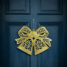 Karácsonyi dekoráció - masni - akasztható - glitteres arany - 35 cm