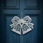 Karácsonyi dekoráció - masni - akasztható - ezüst - 35 cm