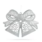 Karácsonyi dekoráció - masni - akasztható - ezüst - 35 cm