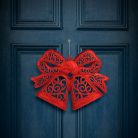 Karácsonyi dekoráció - masni - akasztható - piros - 35 cm