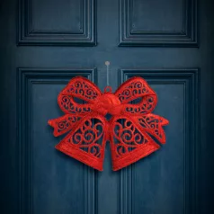   Karácsonyi dekoráció - masni - akasztható - piros - 35 cm