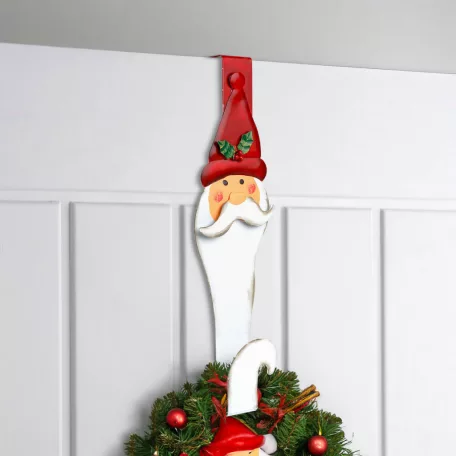 Karácsonyi kopogtató, ajtódísz tartó - fém - mikulás - 38 cm