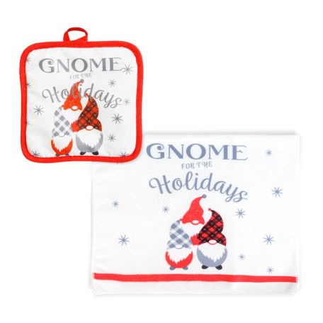 Karácsonyi kendő és edényfogó szett - manós