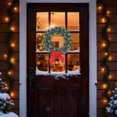   Karácsonyi ajtódísz / kopogtató - koszorú masnival - 27 cm