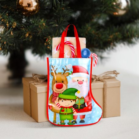 Karácsonyi ajándéktáska - csizma - 33 cm - kék