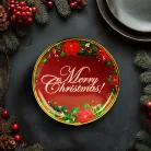 Karácsonyi kínálótál - műanyag - "Merry Christmas" - 22 cm