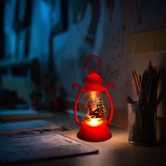   Karácsonyi dekoráció - lámpás - Mikulás - piros - 16,5 x 7 cm - 3 x LR44