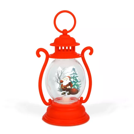 Karácsonyi dekoráció - lámpás - Mikulás - piros - 16,5 x 7 cm - 3 x LR44