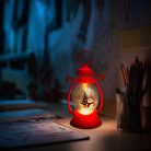 Karácsonyi dekoráció - lámpás - hóember - piros - 16,5 x 7 cm - 3 x LR44