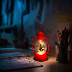   Karácsonyi dekoráció - lámpás - hóember - piros - 16,5 x 7 cm - 3 x LR44