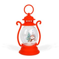   Karácsonyi dekoráció - lámpás - hóember - piros - 16,5 x 7 cm - 3 x LR44