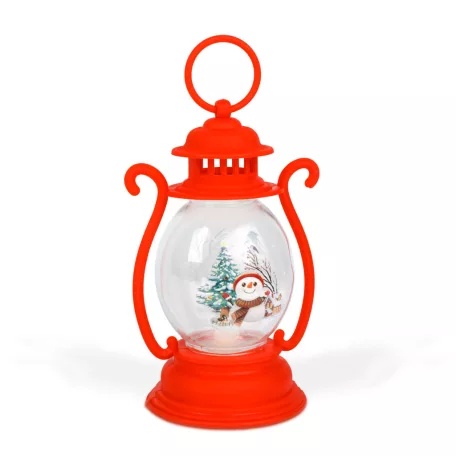 Karácsonyi dekoráció - lámpás - hóember - piros - 16,5 x 7 cm - 3 x LR44
