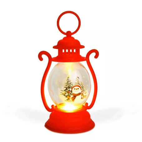 Karácsonyi dekoráció - lámpás - hóember - piros - 16,5 x 7 cm - 3 x LR44