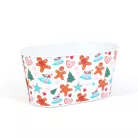 Karácsonyi fém kosár - mézeskalács mintás - 19 x 11,5 x 9,5 cm