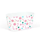 Karácsonyi fém kosár - cukorbot mintás - 19 x 11,5 x 9,5 cm