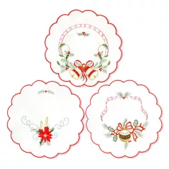 Karácsonyi asztalterítő - hímzett - 29 cm - 3 féle