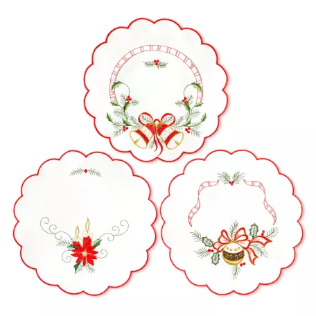 Karácsonyi asztalterítő - hímzett - 29 cm - 3 féle