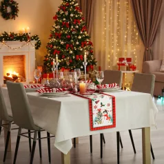  Karácsonyi dekoráció - asztalterítő futó - manós - 183 x 33 cm