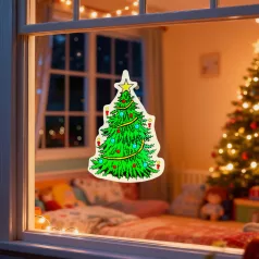   Karácsonyi ablakdekoráció - karácsonyfa - tapadókorongos - 30 x 29 cm