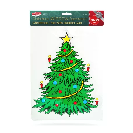 Karácsonyi ablakdekoráció - karácsonyfa - tapadókorongos - 30 x 29 cm