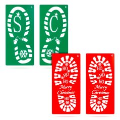   Karácsonyi dekoráció - lábnyom sablon szett - műanyag - 30,5 x 14 cm - 4 db / csomag