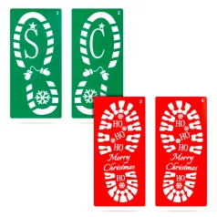   Karácsonyi dekoráció - lábnyom sablon szett - műanyag - 30,5 x 14 cm - 4 db / csomag