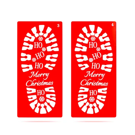 Karácsonyi dekoráció - lábnyom sablon szett - műanyag - 30,5 x 14 cm - 4 db / csomag