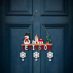   Karácsonyi dekoráció - akasztható - fa - csengettyűvel - 23 x 20 cm - 2 féle