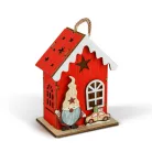 Karácsonyi LED-es dekoráció - házikó manóval - melegfehér LED, piros - 7,5 x 5 x 10 cm - 2 féle