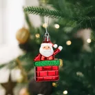 Karácsonyi dekoráció - Mikulás - akasztható - műanyag - 7,5 x 5 cm