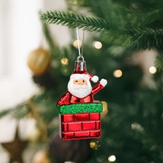   Karácsonyi dekoráció - Mikulás - akasztható - műanyag - 7,5 x 5 cm