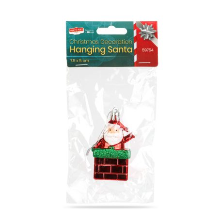 Karácsonyi dekoráció - Mikulás - akasztható - műanyag - 7,5 x 5 cm