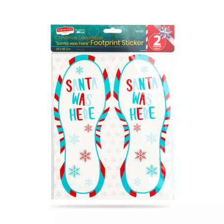 Karácsonyi dekoráció - "Itt járt a Mikulás" lábnyom matrica - 25 x 10 cm - 2 db / csomag