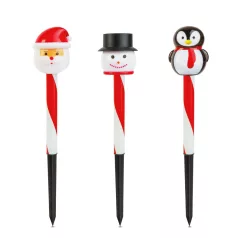   Karácsonyi szolár lámpa - LED - Mikulás, hóember, pingvin - 36,5 x 6 x 6 cm